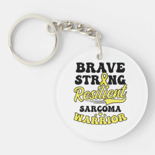 Sarcoma Cancer Shirt Brave Strong Resilient Key Ring