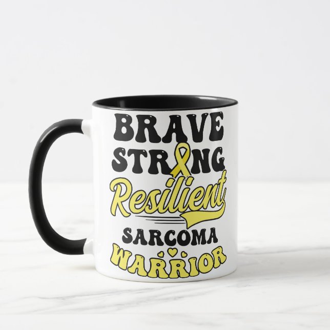 Sarcoma Cancer Shirt  Brave Strong Resilient  Mug (Left)