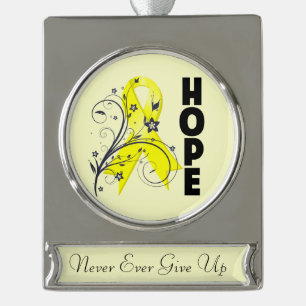 Sarcoma Hope Ribbon Silver Plated Banner Ornament