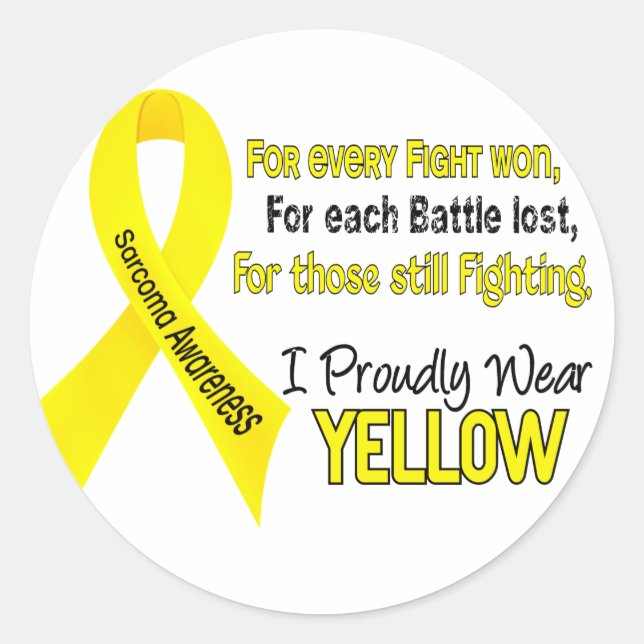 Sarcoma I Proudly Wear Yellow 1 Classic Round Sticker (Front)