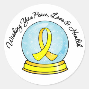 Sarcoma Ribbon Merry Christmas Snowglobe Classic Round Sticker