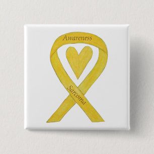 Sarcoma Yellow Heart Awareness Ribbon Custom Pin