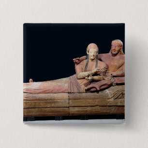 Sarcophagus of a married couple, 525-500 BC 15 Cm Square Badge