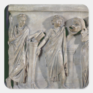 Sarcophagus of the Muses, detail of Clio & Square Sticker