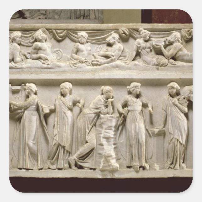 Sarcophagus of the Muses, Roman (marble) Square Sticker (Front)