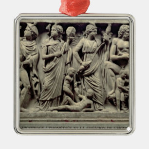 Sarcophagus with relief depicting Prometheus and t Metal Tree Decoration