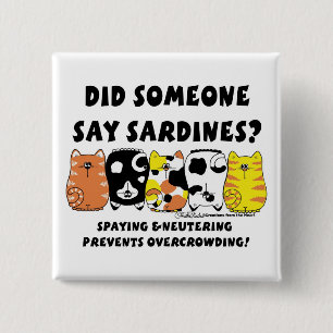 Sardine Cats 15 Cm Square Badge