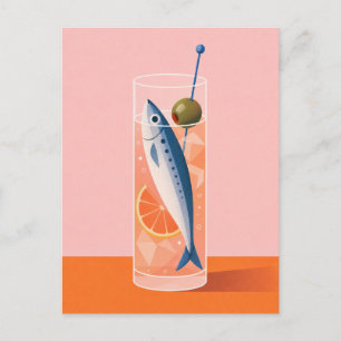 Sardine Cocktail Greeting Dirty Martini Fish Postcard
