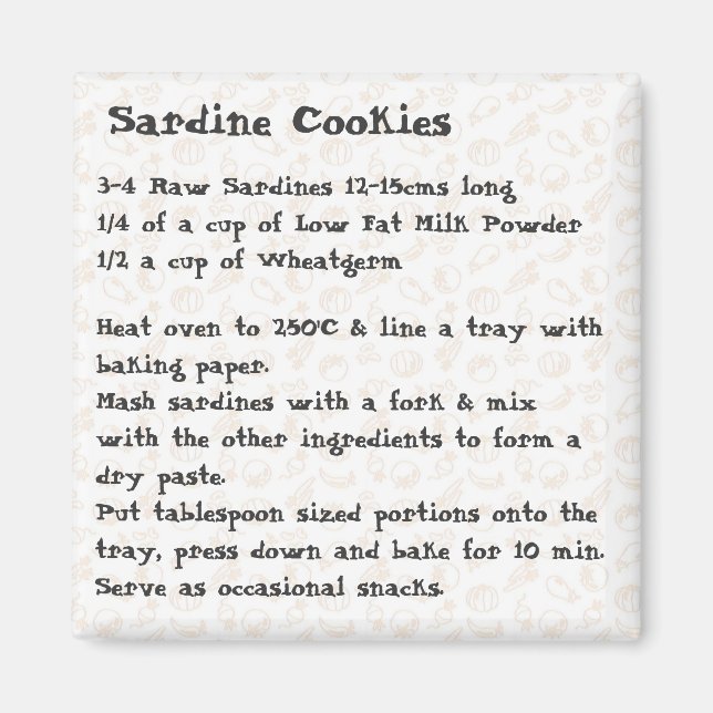 Sardine Cookies Recipe Magnet pink (Front)