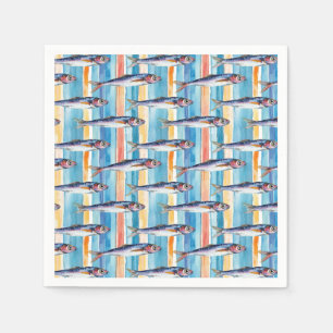 Sardine Fish Striped Pattern  Napkin