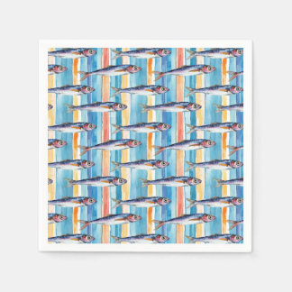 Sardine Fish Striped Pattern  Napkin