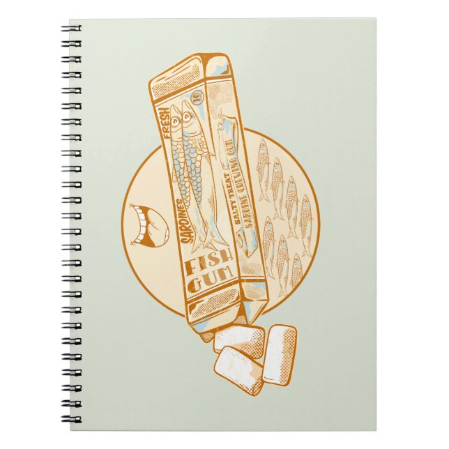 Sardine flavoured chewing gum funny fish notebook (Front)