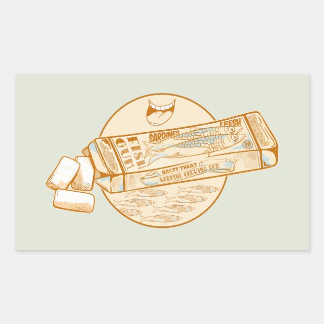 Sardine flavoured chewing gum funny fish rectangular sticker (Front)
