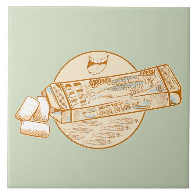 Sardine flavoured chewing gum funny fish tile (Front)