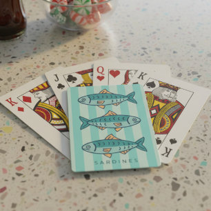 Sardine Mint and Teal Stripes Custom Playing Cards