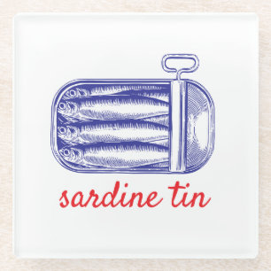 Sardine tin glass coaster
