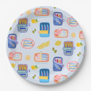 Sardines and Lemons Paper Plate