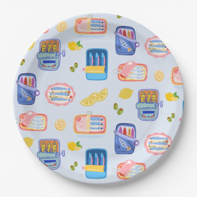 Sardines and Lemons Paper Plate (Front)