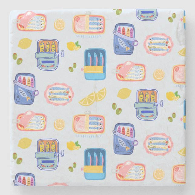 Sardines and Lemons Stone Coaster (Front)
