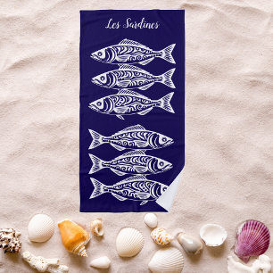Sardines-Blue Hawaiian Beach Towel