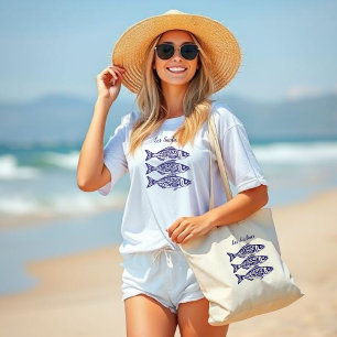 Sardines-Blue Hawaiian Tote Bag