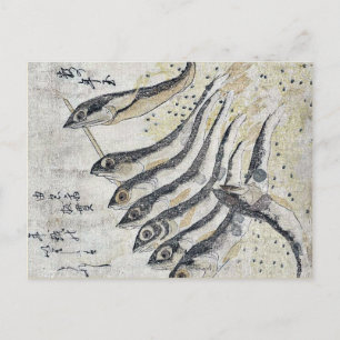 Sardines by Teisai, Hokuba Ukiyoe Postcard