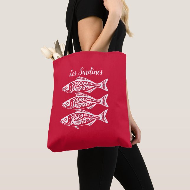 Sardines-Cherry Red Hawaiian Tote Bag (Close Up)