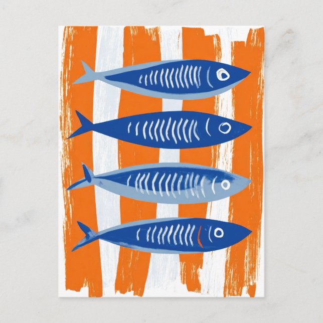 Sardines Coastal Art Illustration Postcard (Front)