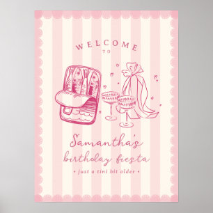 Sardines & Cocktails Birthday Party Welcome Poster