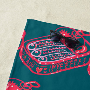 Sardines Doodles Beach Towel