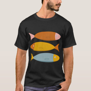 Sardines Fish Illustration in Retro Pastels T-Shirt