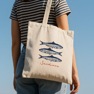 Sardines Fisherman Aesthetic Coastal Tote Bag