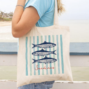 Sardines Fisherman Aesthetic Stripes Tote Bag