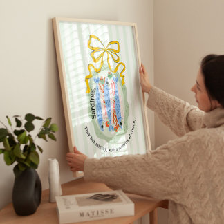 Sardines in a Plate in Yellow Bow Kitchen Poster