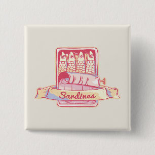 Sardines in a tin 15 cm square badge