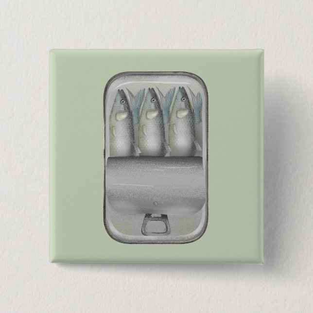 Sardines in a tin can 15 cm square badge (Front)