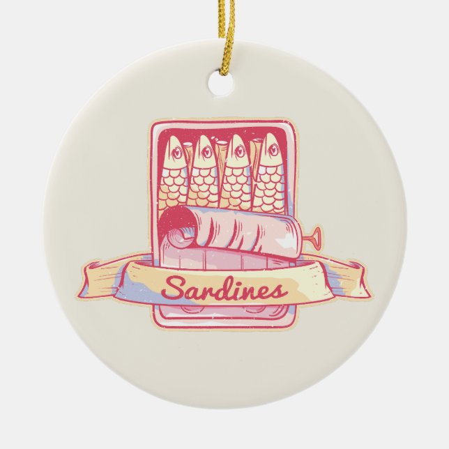 Sardines in a tin ceramic tree decoration (Front)