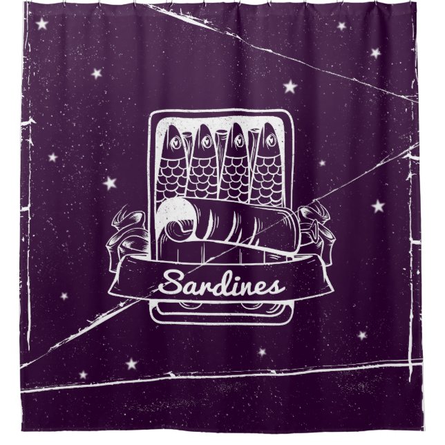 Sardines in a tin Distressed Shower Curtain (Front)