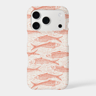 Sardines in Motion in coral and off white