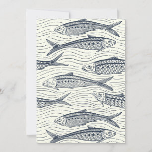 Sardines in Motion in navy and ivory
