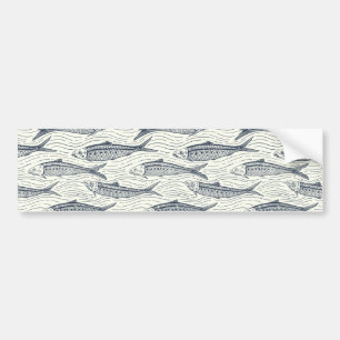Sardines in Motion in navy and ivory Bumper Sticker