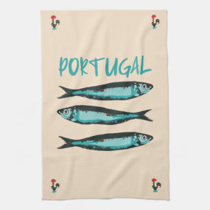 Sardines of Lisbon festival, symbol of Portugal Tea Towel