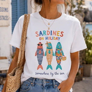 Sardines on Holiday Coastal Summer Graphic T-Shirt