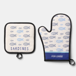 Sardines Oven Mitt & Pot Holder Set