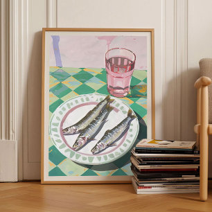 Sardines Print Sardine Tin Vintage Poster Retro 