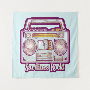 Sardines Rock Funny 80's Stereo Tapestry