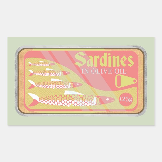 Sardines tin Retro poster style Rectangular Sticker (Front)