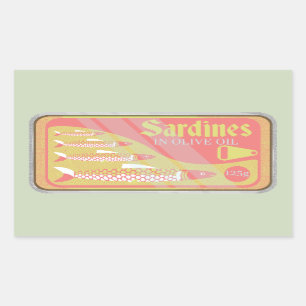 Sardines tin Retro poster style Rectangular Sticker