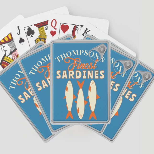 Sardines Tinned Fish Custom Poker Deck of Cards  (Fun personalized Sardines Tinned Fish Deck of Playing Cards. )