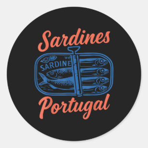 Sardines Tinned Fish Retro Graphic For Men Women  Classic Round Sticker